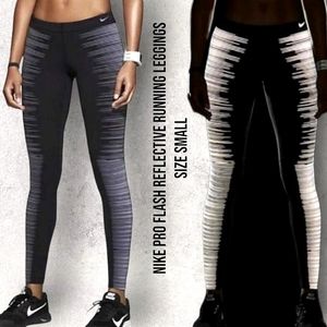 Nike Pro Flash Womens Small Reflective Running Tights Black
Silver 618292-010
